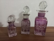 Lot de 3 flacons verre taillé