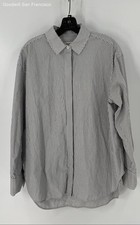 Cos White Black Striped Cotton Long Sleeve Casual Button-Up Womens Shirt Size 36