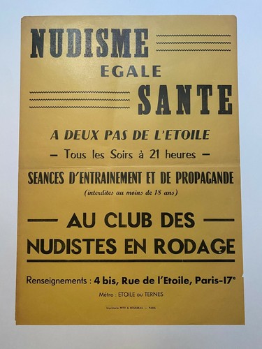 Nudisme santé affiche - =,