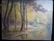 FRENCH SCHOOL 19TH-XX BEAUTIFUL PAINTING OIL PAINTING LANDSCAPE TREES RIVER 1900