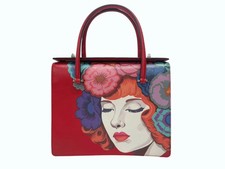 PRADA Print Sac A Main En Cuir Shoulder Bag Handbag Saffiano Leather Red