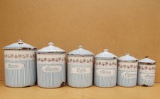 enamelled sheet metal spice jars series BB garland of roses France