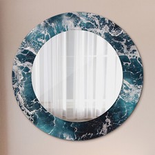 Mural Rond Miroir Avec Cadre en Verre avec Motif Imprimé Décoration mer houleuse