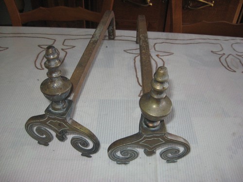 Paire chenets anciens en - paire, de
