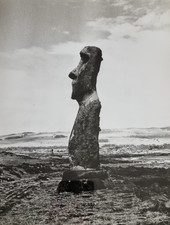 Photographie argentique originale, Moaï, île de Pâques, 1970, cadre 41 x 31 cm