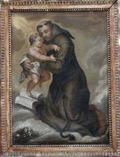 GRANDE & RARE PEINTURE BIBLIQUE  XVIIe...LA VISION DE SAINT-ANTOINE DE PADOUE