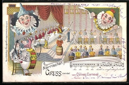 Lithographie carnaval fous - carnaval,,