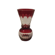 A pink cut crystal lined vase from Val st-Lambert.