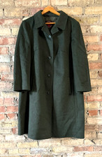 VTG Tiroler Loden Austrian Women's Green Wool Trench Over Coat - Size 46 / US 16