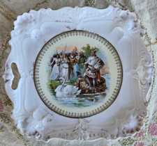 Antique Zeh Scherzer & Co. Bavaria Porcelain Handled Plate Lohengrin Rescue Elsa