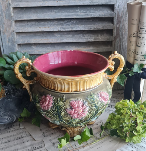 Ancienne jardiniere barbotine - ancienne,
