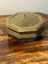 Vintage Anglo Indian Micro Sadeli Mosaic Inlaid Hexagonal Box