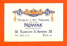 PARIS ( XII° ) CARTE DE VISITE / NOWAK, MEUBLES D' ART MODERNE