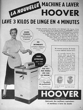 ADVERTISEMENT 1954 HOOVER WASHING MACHINE WASHER 3 KG LAUNDRY 4 MN LARGE SPINNER