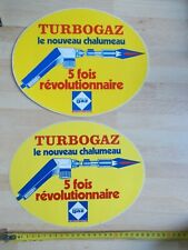2 Vintage TURBOGAZ CAMPING GAS Torch Stickers