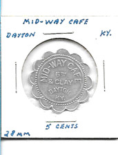 Dayton, KY Trade Token MID-WAY CAFE 5¢