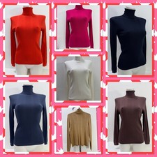 Ex M&S  Ribbed Soft Feel Fitted Polo neck Jumper In 8  Colours  Size 6-24