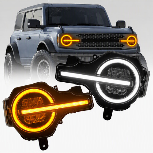 Pair led projector headlights - projector,