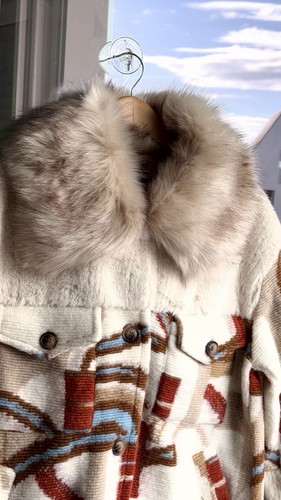 Manteau femme laine motif