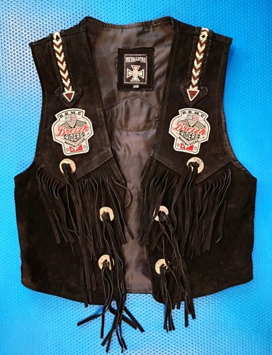Gilet franges cuir daim - en,