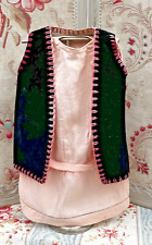 ANTIQUE DOLL, DRESS and Velvet VEST for 1920s DOLL