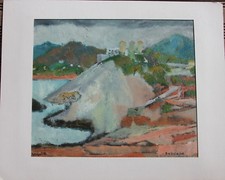 Guy BARDONE Huile sur carton Ibiza 1952 René Genis vente atelier oil painting *