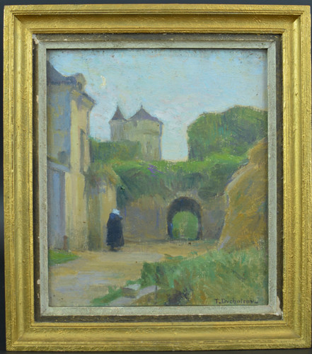 Tableau ancien paysage - paysage, animé