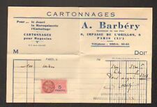 PARIS (XI°) CARDBOARD / PACKAGING CARTONS ""A. BARBERY"" in 1948