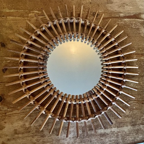 Miroir soleil rotin - miroir, vintage