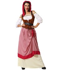 Déguisement Femme SERVANTE Médiévale Rose XL 44 Paysanne NEUF pas cher