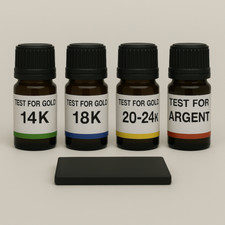 Kit test or 14K 18K 20-24K + argent + pierre – réactif bijoux maison