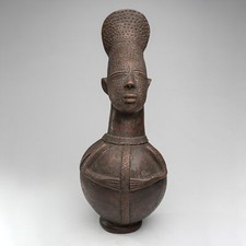 FR0666 SCULPTURE MANGBETU TETE EN TERRE CUITE TERRACOTTA CONGO RDC AFRIQUE