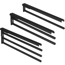 Porte serviette salle de bain H6008 Noir Porte-Serviette Télescopique Aluminium