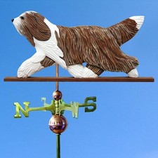 Bearded Collie Main Sculpté Main Peint Tilleul Girouette Marron