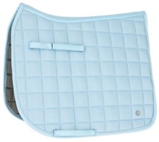 Tapis de selle COVALLIERO taille poney coupe dressage bleu clair, équitation