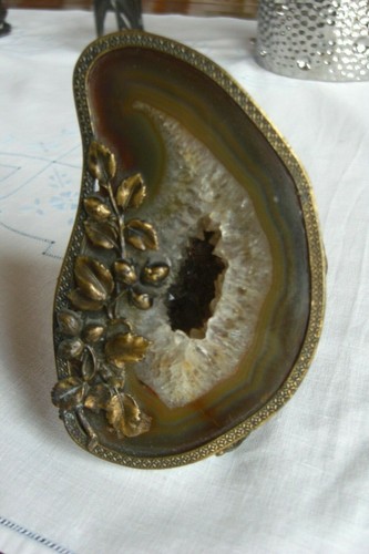 Géode quartz fumé montée