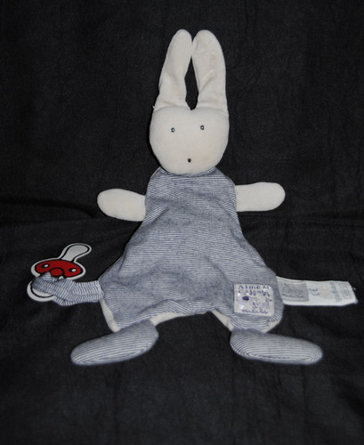 Doudou plat lapin gris - plat,