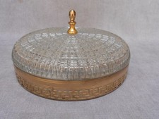 Plafonnier Ancien en verre taillé et laiton lustre luminaire Lampe 25 cm D