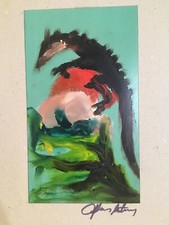 Très Belle peinture Huile Expressionnisme sur Carton 1960 Signature a identifier