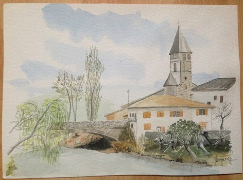 Aquarelle paysage signée - aquarelle,