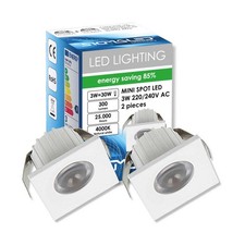 , MINI SPOT LED 3W, Dimmable, 300lumen, Blanc Neutre 4000K, Spot carré encast...