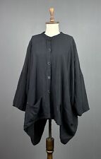 HEBBEDING Black Oversizer Avant Garde Lagenlook Asymmetric Tunic Dress ONE SIZE