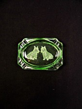Scottish Terrier Engraved Glass Uraline Style Dog Ashtray