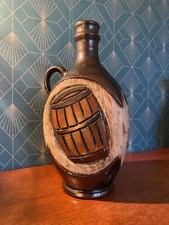 Vintage Ceramic Pitcher, Early 20th Century, Sandstone, Barrel Decor, Signed LOSSON