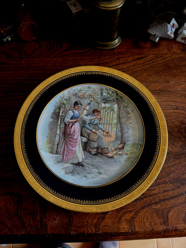 Limoges assiette bleue et - bleue,