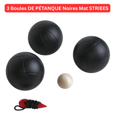 Boules de Pétanque 3 pcs Noires Mates 720G Rainurées Jeu Familial Extérieur.....