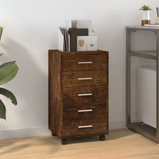Caisson à Tiroir de Bureau avec Roulettes et 5 Tiroirs Armoire Blanc vidaXL