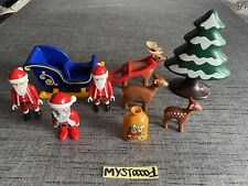 Playmobil Santa Claus sled reindeer tree used