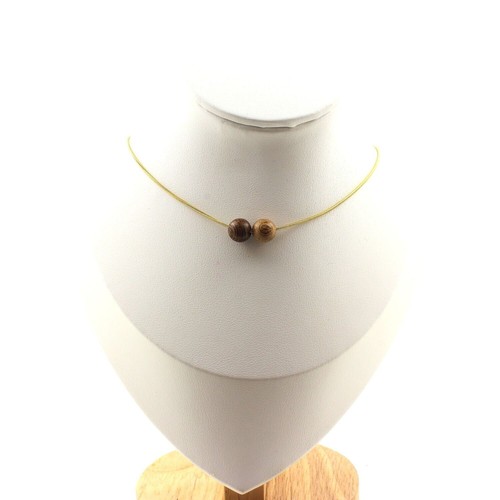 Collier perles bois - 2,