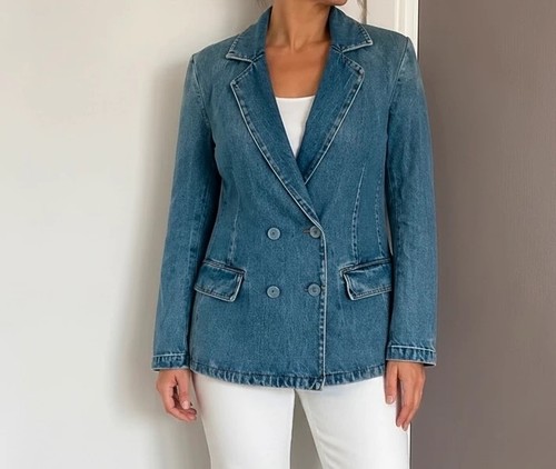 Zara veste blazer - en, bleu